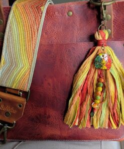 Alternative view of Murano Glass and Sari Silk Purse Charm-#694