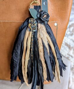 Murano Glass and Sari Silk Purse Charm-#695