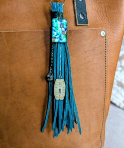 Murano Island Pendant and Leather Strands Purse Charm-#693