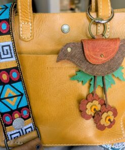 Hand Crafted Bird Coin Leather Purse Charm-#722