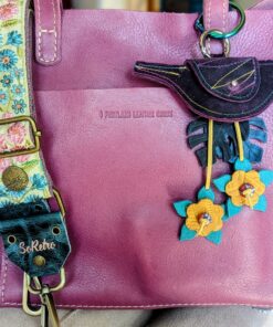 Hand Crafted Bird Coin Leather Purse Charm-#725