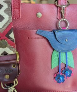 Hand Crafted Bird Coin Leather Purse Charm-#723