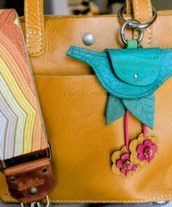 Hand Crafted Bird Coin Leather Purse Charm-#728