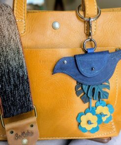 Hand Crafted Bird Coin Leather Purse Charm-#731