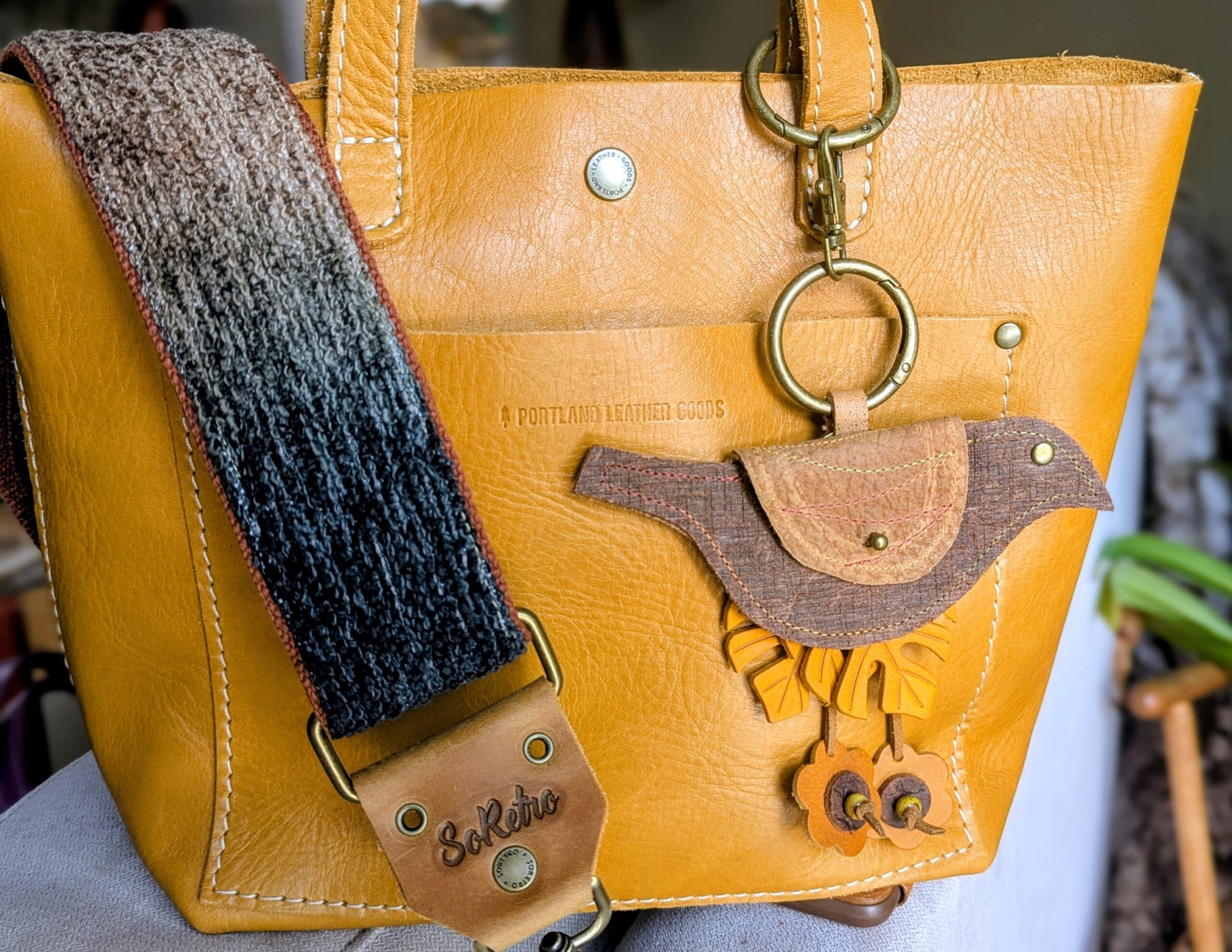 Hand Crafted Bird Coin Leather Purse Charm-#732