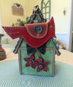 Hand Stitched Bird Coin Leather Purse Charm-#739