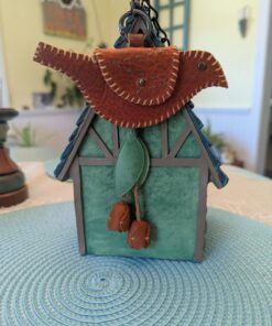 Hand Stitched Bird Coin Leather Purse Charm-#738