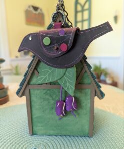 Hand Crafted Bird Coin Leather Purse Charm-#740