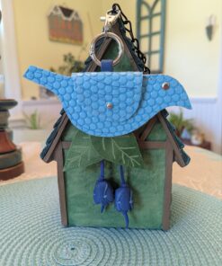Hand Crafted Bird Coin Leather Purse Charm-#734