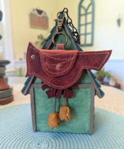 Hand Crafted Bird Coin Leather Purse Charm-#735
