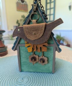Hand Crafted Bird Coin Leather Purse Charm-#742