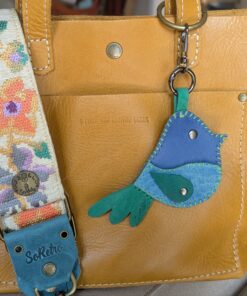 Alternative view of Hand Stitched Bird Leather Purse Charm-#767