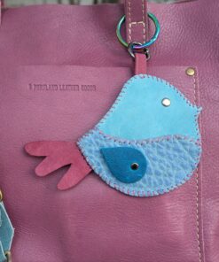 Hand Stitched Bird Leather Purse Charm-#768