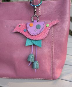 Hand Stitched Bird Coin Leather Purse Charm-#765