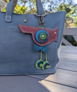 Alternative view of Hand Stitched Bird Leather Purse Charm-#778