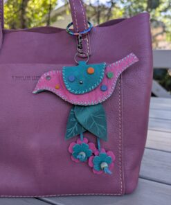 Alternative view of Hand Stitched Bird Coin Leather Purse Charm-#773