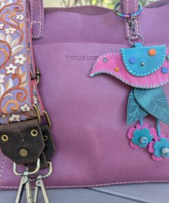 Hand Stitched Bird Coin Leather Purse Charm-#773