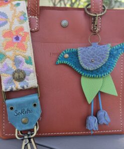 Hand Stitched Bird Coin Leather Purse Charm-#776