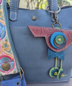 Hand Stitched Bird Leather Purse Charm-#778