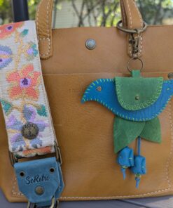 Hand Stitched Bird Coin Leather Purse Charm-#775