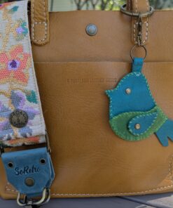 Hand Stitched Bird Leather Purse Charm-#774