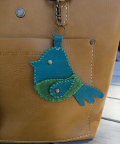 Alternative view of Hand Stitched Bird Leather Purse Charm-#774