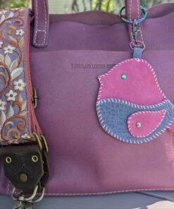 Alternative view of Hand Stitched Bird Leather Purse Charm-#777