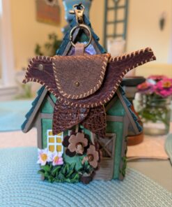 Hand Stitched Bird Coin Leather Purse Charm-#779