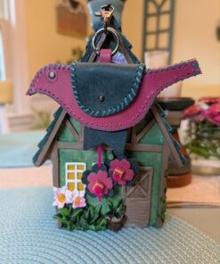 Hand Stitched Bird Coin Leather Purse Charm-#781