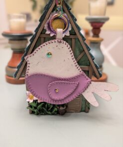 Hand Stitched Bird Leather Purse Charm-#787