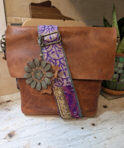 Flower Power Leather Purse Charm-#807