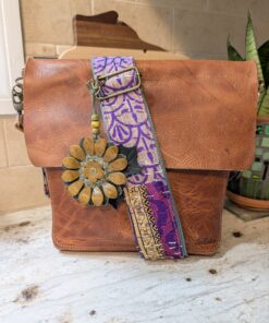 Flower Power Leather Purse Charm-#813