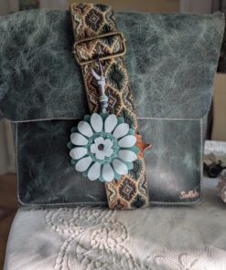 Alternative view of RESERVED LISTING FOR JESSICA C. ONLY-Flower Power Leather Purse Charm