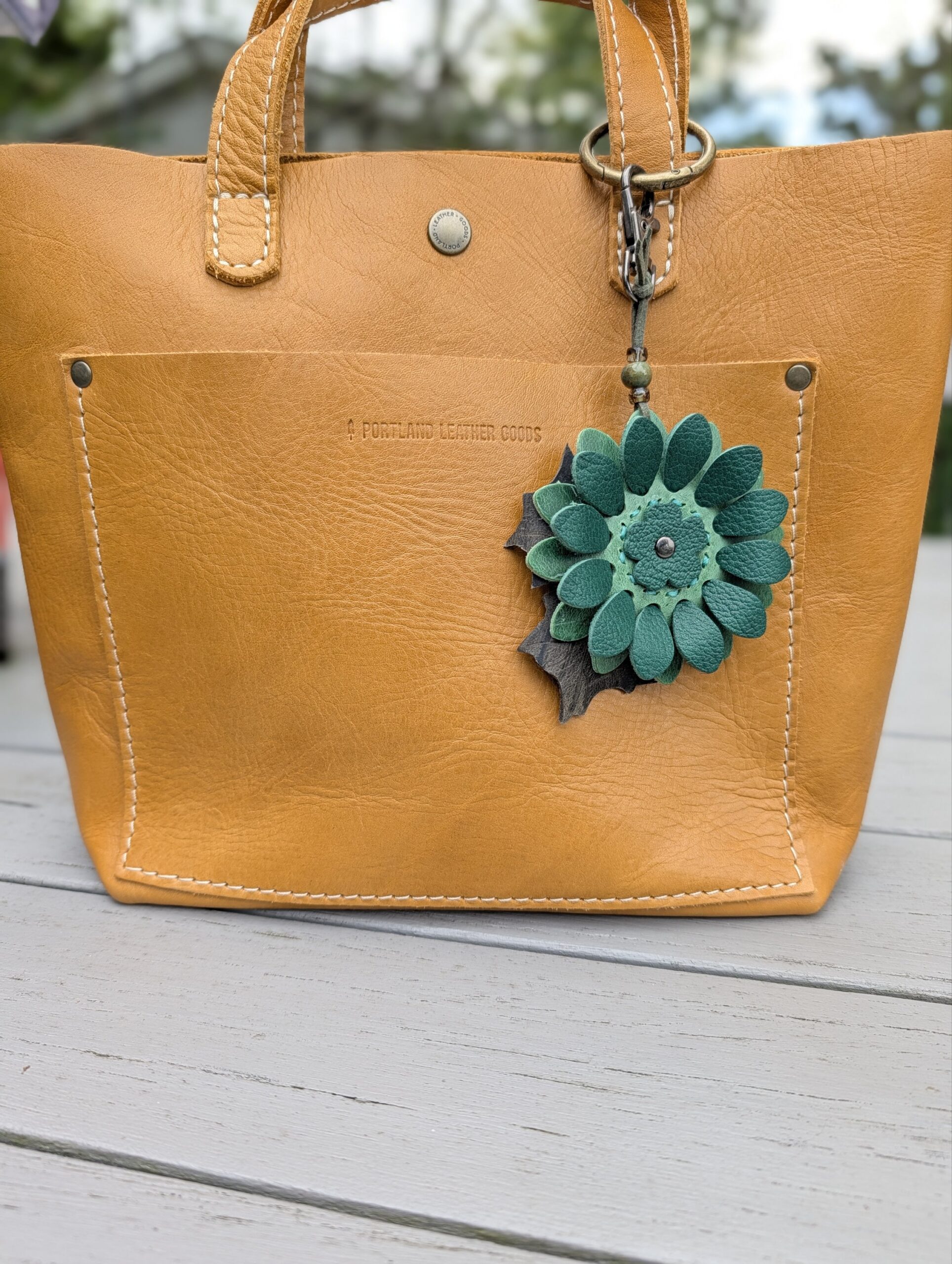 Flower Power Leather Purse Charm-#817 - Image 2