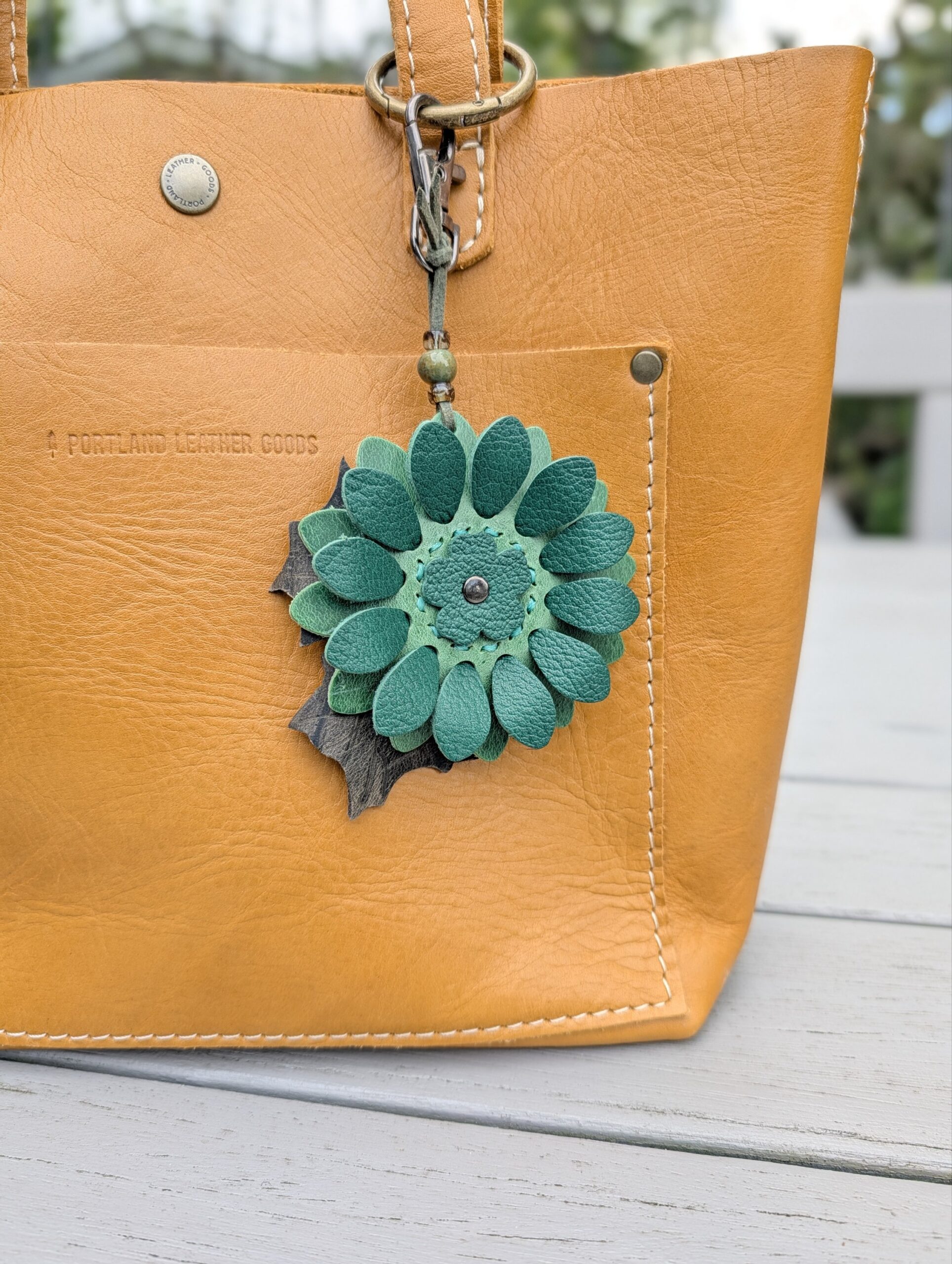 Flower Power Leather Purse Charm-#817