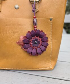 Flower Power Leather Purse Charm-#816