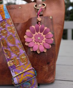 Flower Power Leather Purse Charm-#814