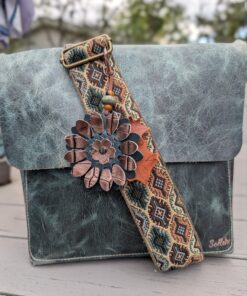 Flower Power Leather Purse Charm-#818