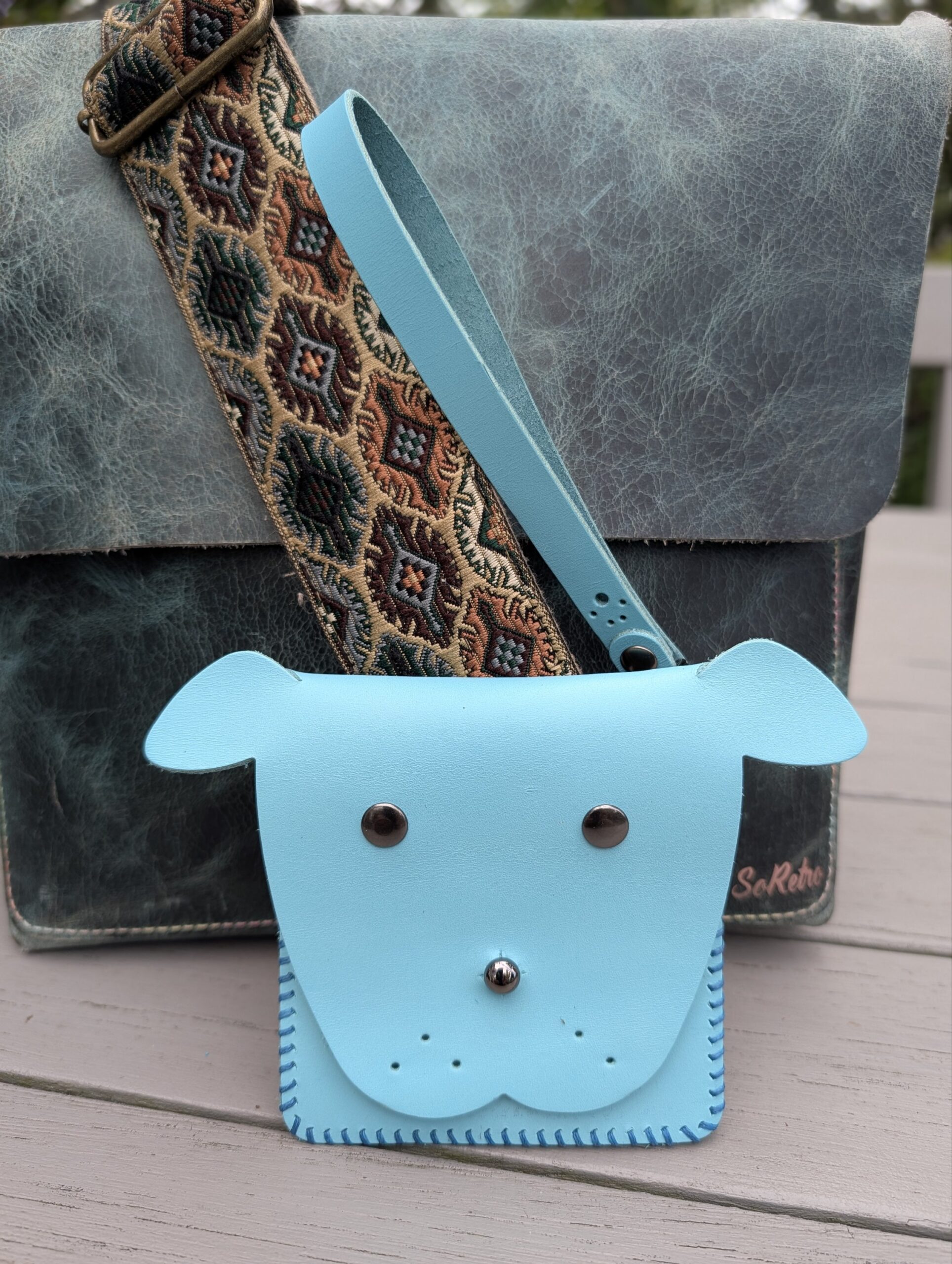 Puppy Leather Purse Pouch Wristlet-#819