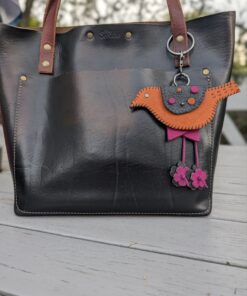 Alternative view of Hand Stitched Bird Coin Leather Purse Charm-#824