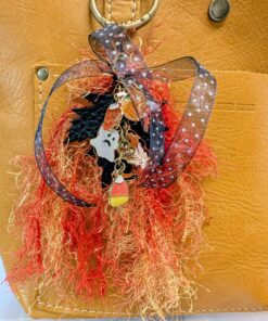 Halloween Fun Angel Hair and Leather Leaves Purse Charm-#837