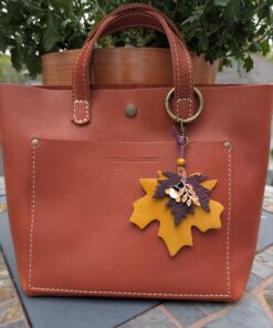 Fall Leather Leaves Purse Charm-#832