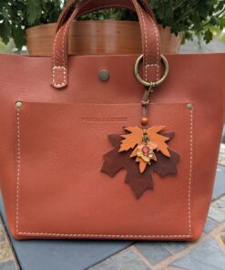 Fall Leather Leaves Purse Charm-#833