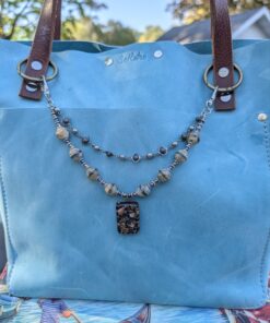 NEW Double Strand Necklace Purse Charm-#841